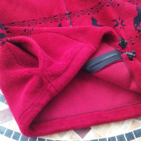 Vintage Silver Threads Great Falls USA Fleece Vest -M Pockets Coyote Western Red - Picture 3 of 10